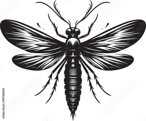 Beautiful firefly insect silhouette illustration isolated on a white background