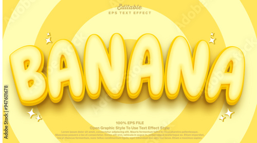 Banana words 3d editable text effect theme