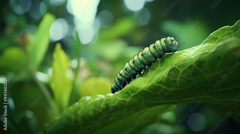 Caterpillar Crawling on a Leaf Caterpillar Crawling on a Leaf