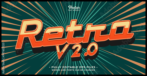 retro text effect editable eps cc file