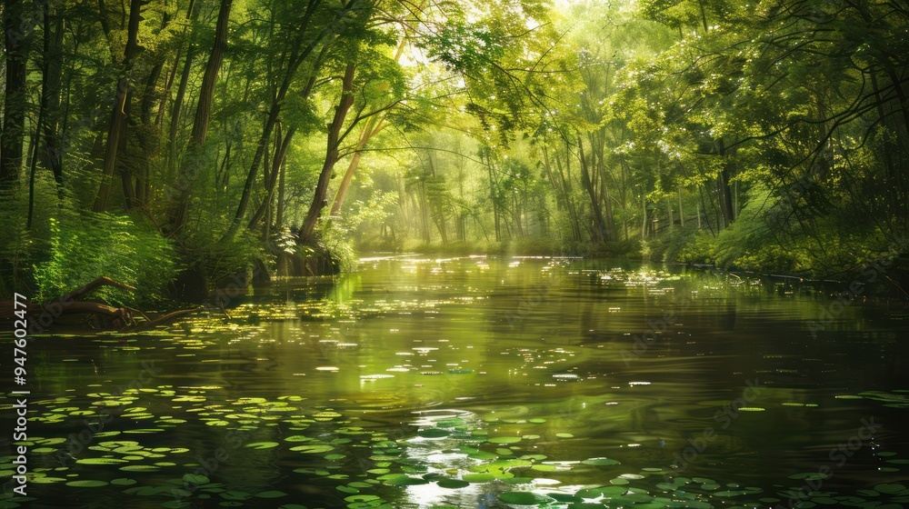 Tranquil River in a Lush Forest Tranquil River in a Lush Forest