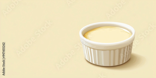 Custard in a small ramekin with plain, smooth surface photo