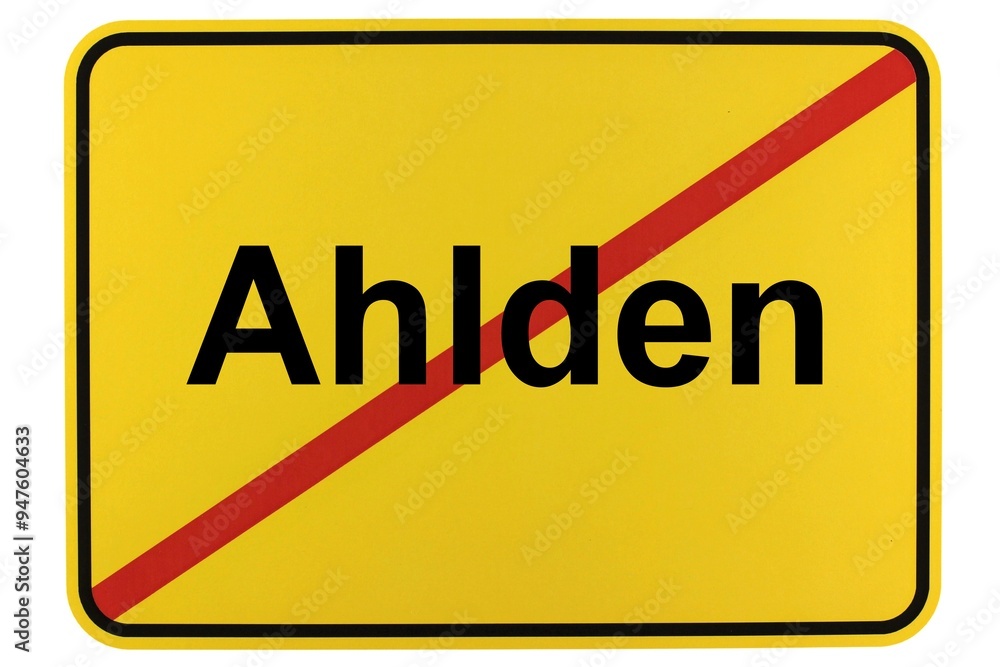 Illustration eines Ortsausgangsschildes der Gemeinde Ahlden in Niedersachsen Illustration eines Ortsausgangsschildes der Gemeinde Ahlden in Niedersachsen