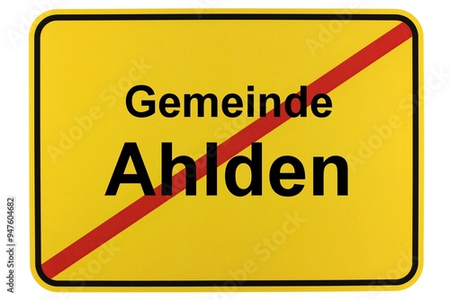 Illustration eines Ortsausgangsschildes der Gemeinde Ahlden in Niedersachsen photo