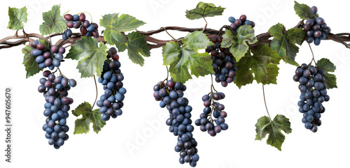 Bunch of grapes hanging from a vine