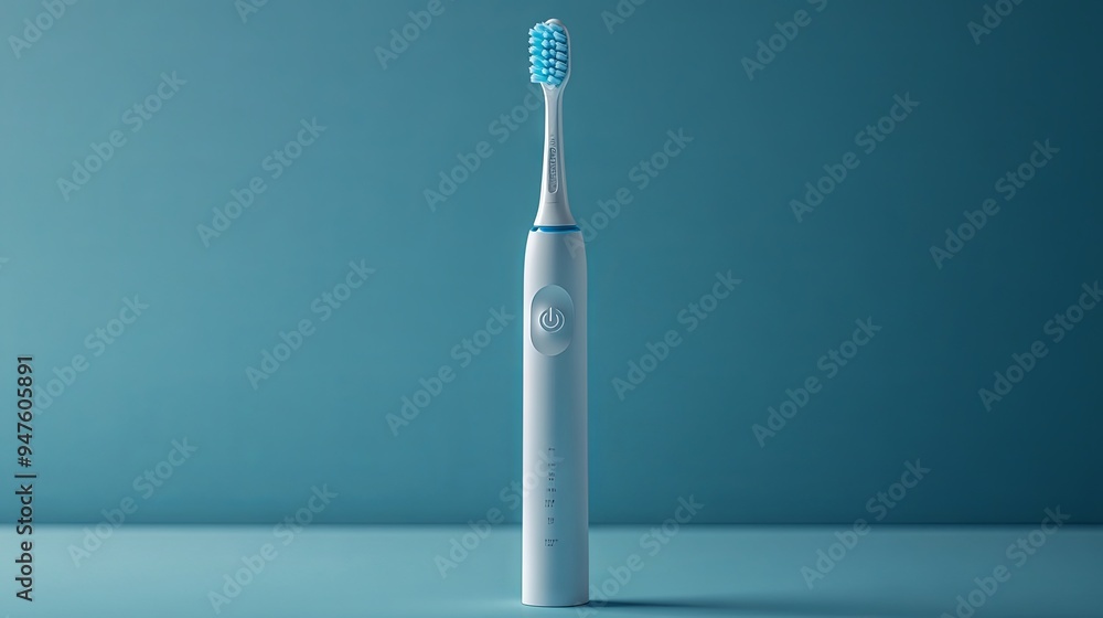 An electric toothbrush and a tube of toothpaste on an isolated background An electric toothbrush and a tube of toothpaste on an isolated background