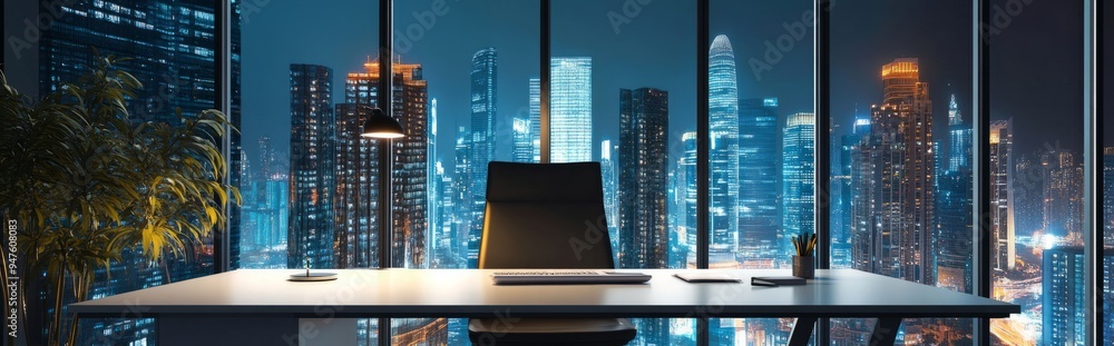 Modern Office with Cityscape View Modern Office with Cityscape View