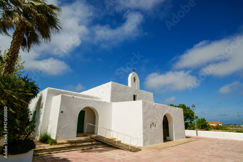 Our Lady of El Pilar church (18th century), El Pilar de Sa Mola, Formentera, Pitiusas Islands, Balearic Community, Spain. photo