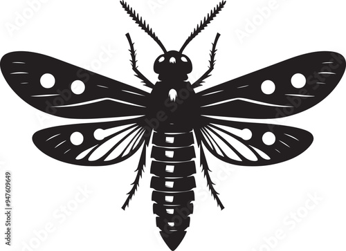 Beautiful firefly insect silhouette illustration isolated on a white background