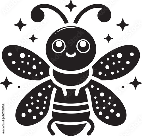 Beautiful firefly insect silhouette illustration isolated on a white background