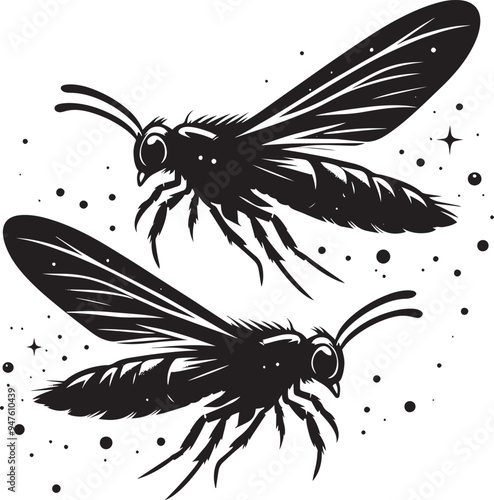 Beautiful firefly insect silhouette illustration isolated on a white background