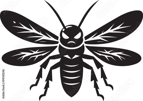 Beautiful firefly insect silhouette illustration isolated on a white background