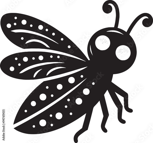 Beautiful firefly insect silhouette illustration isolated on a white background