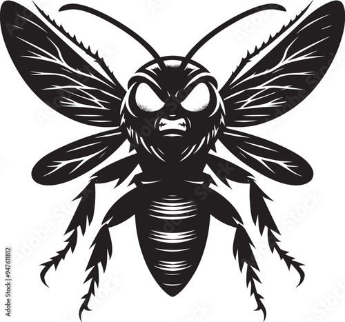 Beautiful firefly insect silhouette illustration isolated on a white background