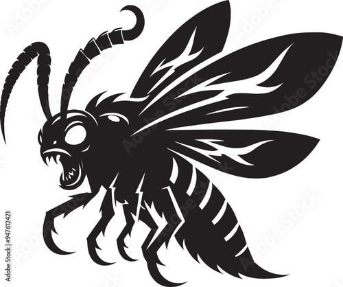 Beautiful firefly insect silhouette illustration isolated on a white background