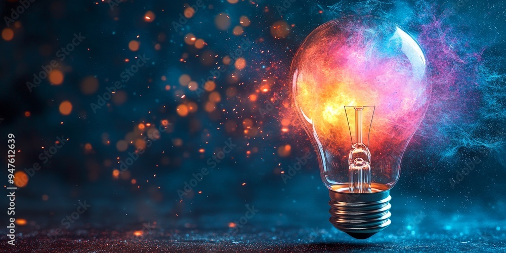 Explosive Light Bulb Representing Creative Breakthrough Explosive Light Bulb Representing Creative Breakthrough