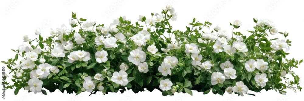 Green and White Dense Floral Bush Isolated on Transparent Background, Ideal for Decorative Borders and Eco-Friendly Landscaping Green and White Dense Floral Bush Isolated on Transparent Background, Ideal for Decorative Borders and Eco-Friendly Landscaping