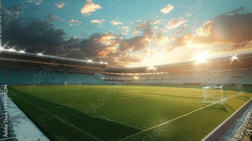 Football Stadium at Sunset photo