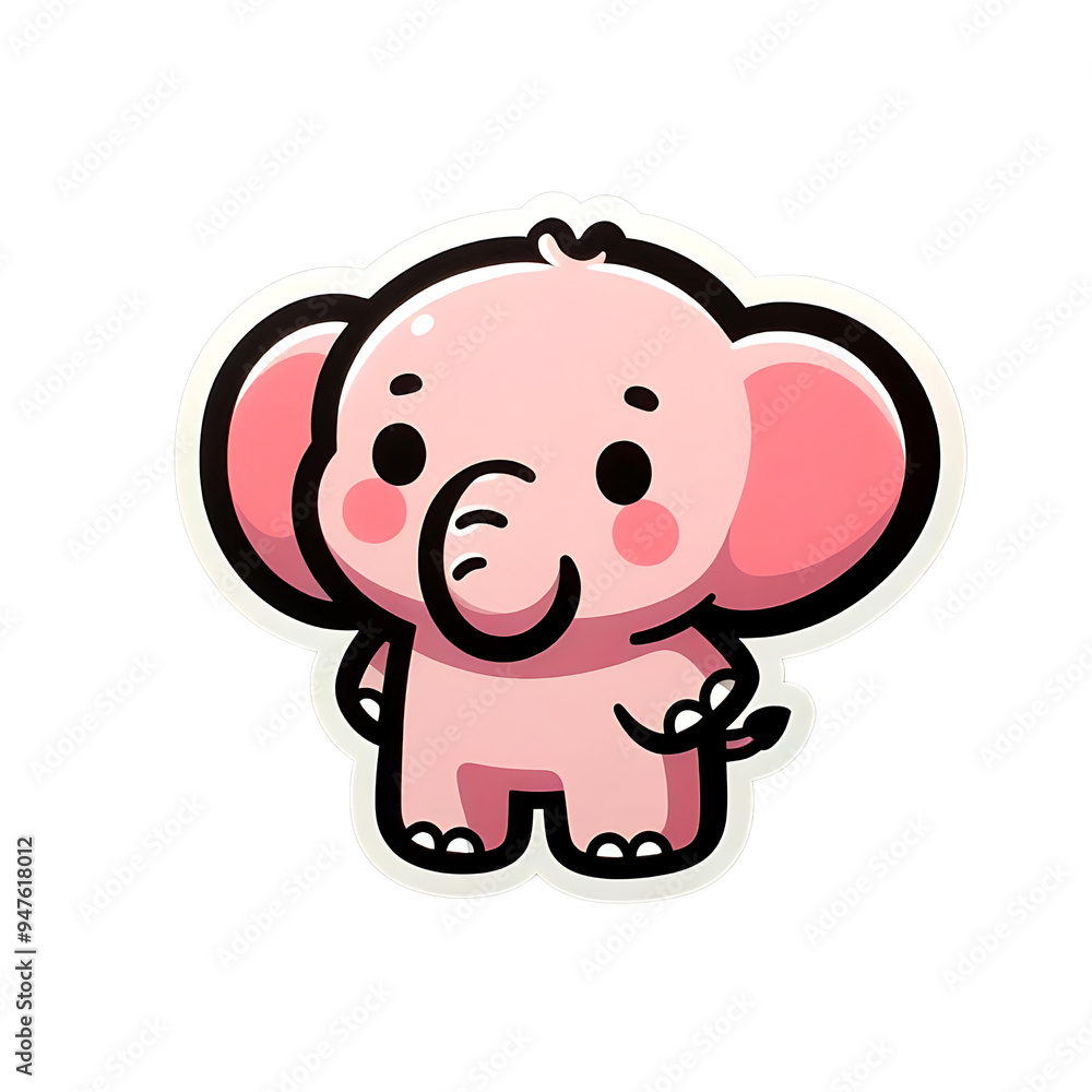 Cartoon elephant sticker on white background Cartoon elephant sticker on white background