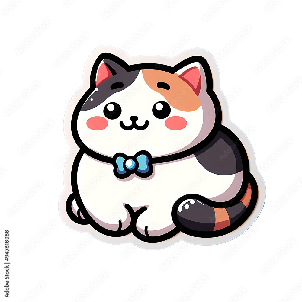Cartoon cat sticker on white background Cartoon cat sticker on white background