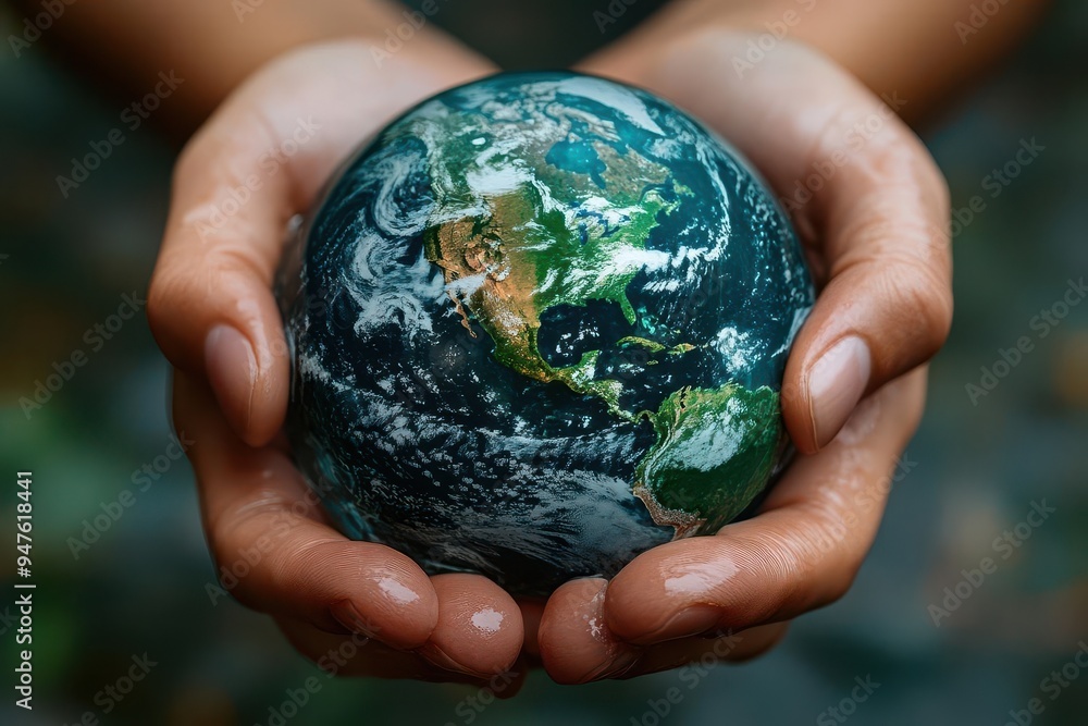earth globe cradled by hands forming water droplet shape powerful visual metaphor for water conservation and environmental protection with serene blue and green tones earth globe cradled by hands forming water droplet shape powerful visual metaphor for water conservation and environmental protection with serene blue and green tones