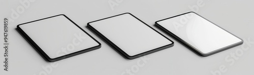 Three Blank White Tablets with Black Bezels photo