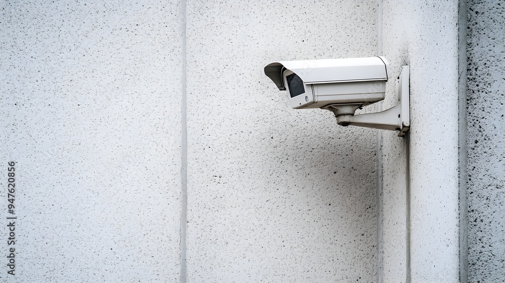 Closed Circuit Security Mounted on a Monochrome Wall Closed Circuit Security Mounted on a Monochrome Wall