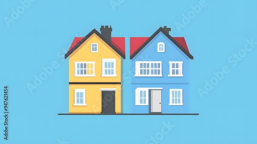 Wallpaper Mural Two Colorful Houses Illustration Torontodigital.ca