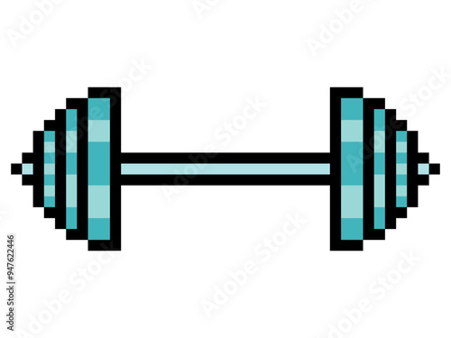 Barbell exercise equipment in pixel art style