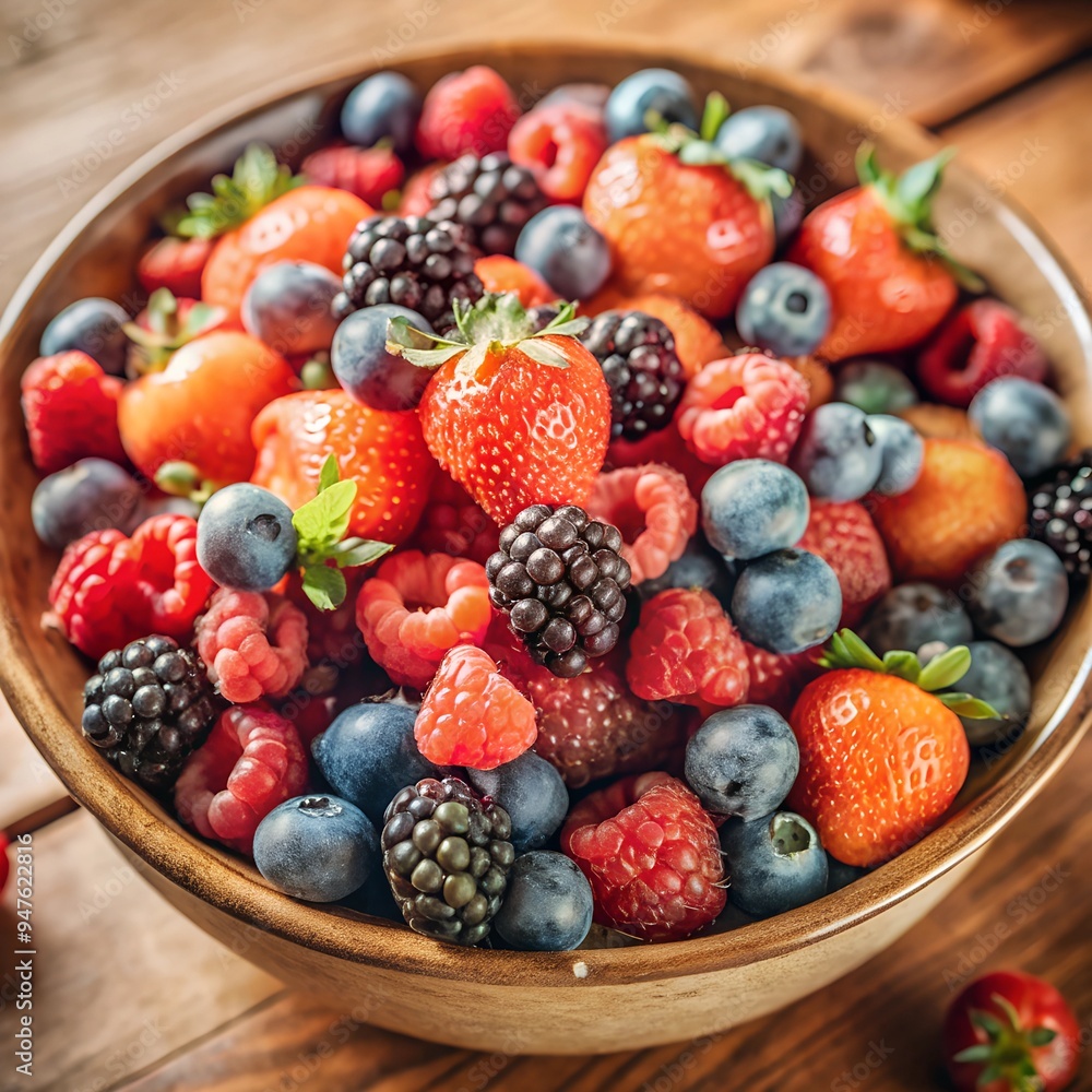 Obraz premium assortment of berries in a beautiful bowl
