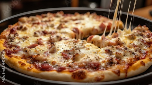 Pizza with melted cheese