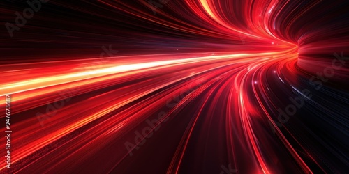 Abstract Red Lights Trails - Speed and Movement
