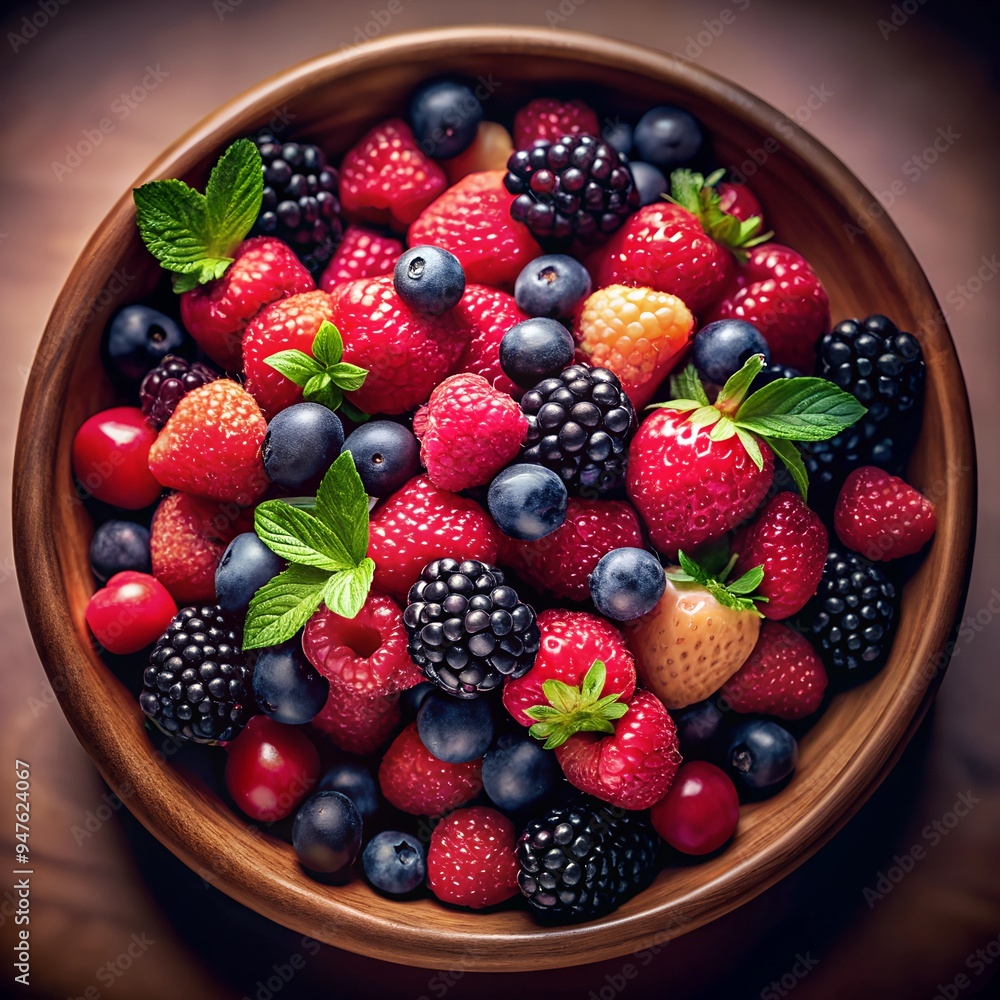 Obraz premium assortment of berries in a beautiful bowl