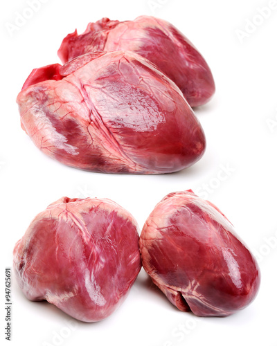 Wallpaper Mural raw pig heart close-up isolated on white background Torontodigital.ca