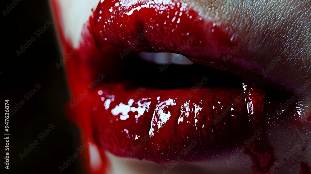 Detailed Image of Bleeding Lip with Visible Gash Detailed Image of Bleeding Lip with Visible Gash