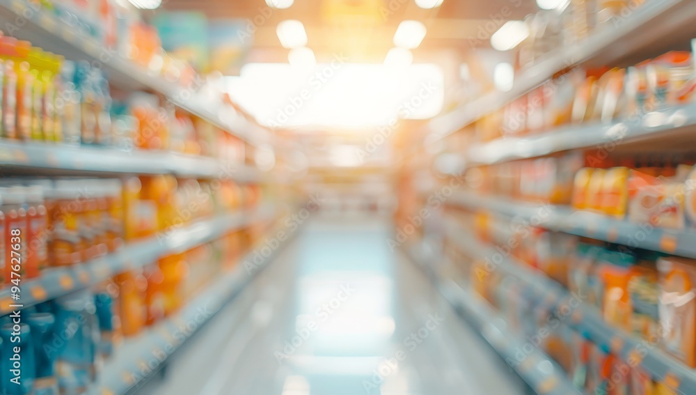 A blurry shot of a grocery store aisle with a lot of food items on the shelves by AI generated image A blurry shot of a grocery store aisle with a lot of food items on the shelves by AI generated image