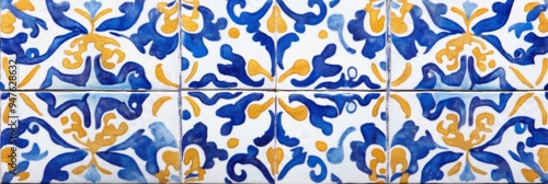 Vibrant and colorful Spanish or Portuguese Azulejo ceramic tile pattern