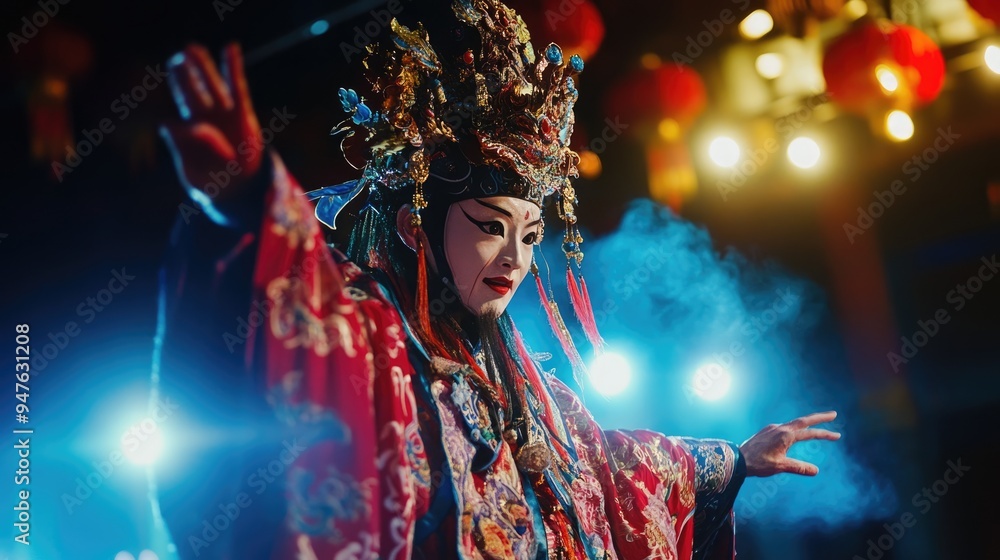 Fototapeta premium Chinese Opera Performer in Elaborate Costume
