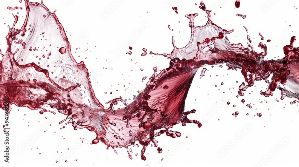Fototapeta premium Delicious red wine splash isolated on a white background.