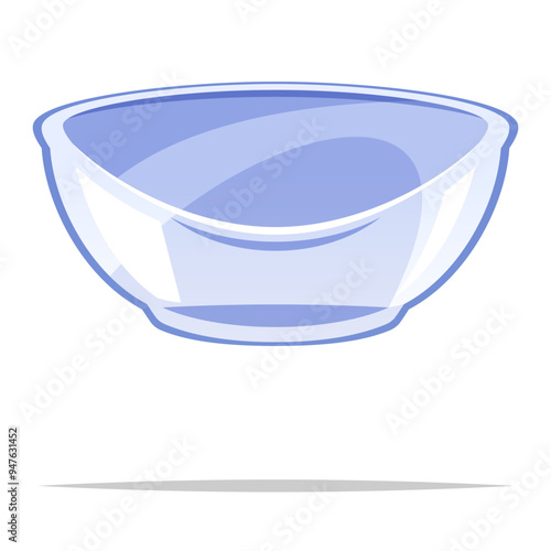 Empty glass bowl vector isolated illustration