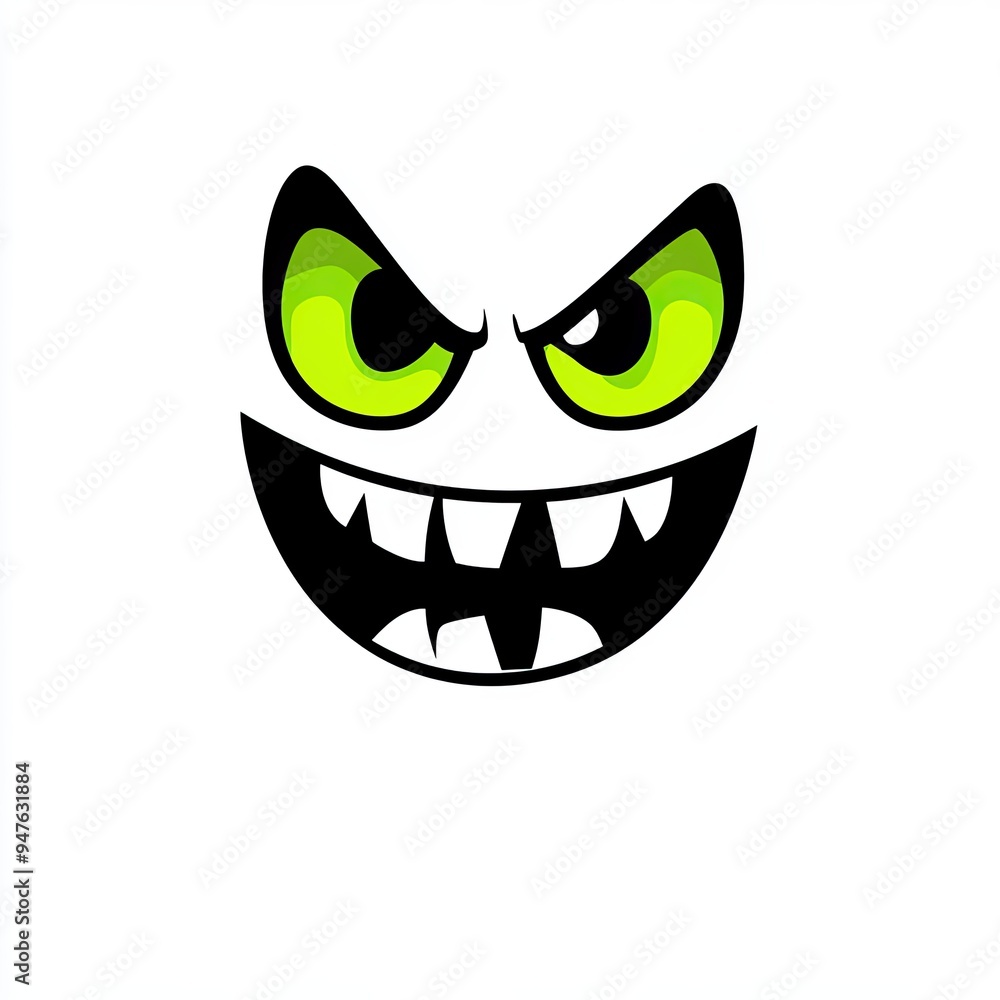 Evil grin face with glowing green eyes, Simple cartoon face with a menacing grin and bright green eyes, exuding a creepy and mischievous expression.
Evil grin face with glowing green eyes, Simple cartoon face with a menacing grin and bright green eyes, exuding a creepy and mischievous expression.