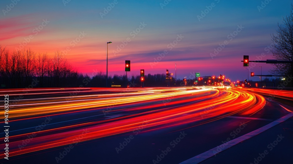 Urban traffic lights streaking at dusk Urban traffic lights streaking at dusk
