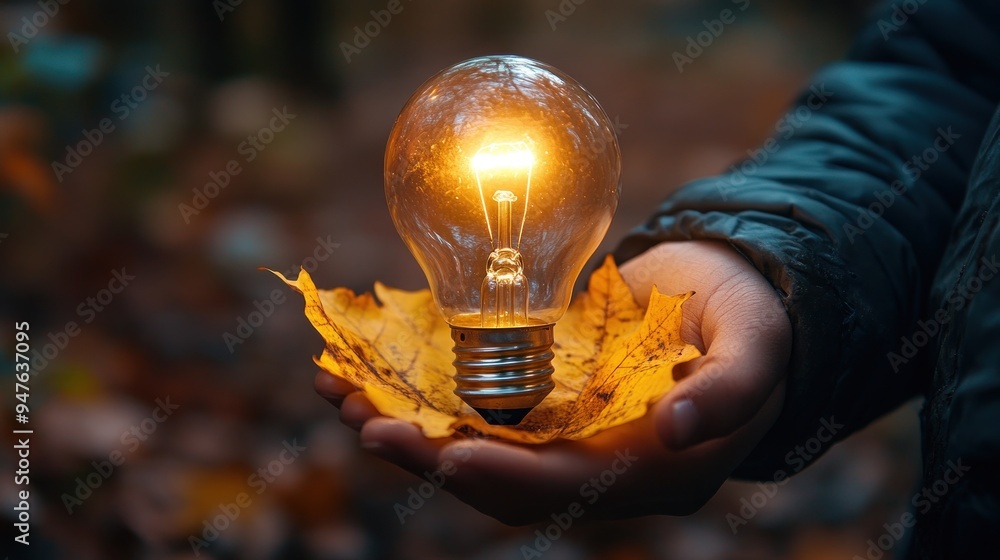 © gacor - Light Bulb in a Leaf