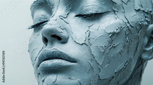 Closeup of Woman with Cracked Clay Face