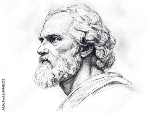 pencil sketch of Euripides - Famous for plays like Medea and The Bacchae. photo