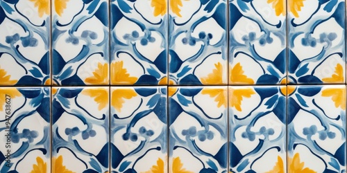 Vibrant and colorful Spanish or Portuguese Azulejo ceramic tile pattern