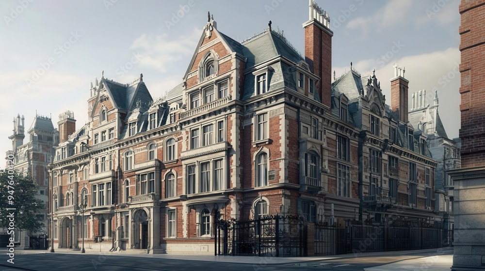 Fototapeta premium Victorian architecture, historical building design