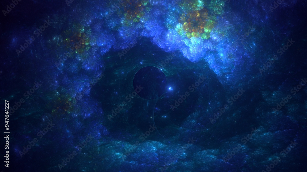 Naklejka premium 3D rendering abstract blue technology fractal background. Its not AI Generatd illustration.