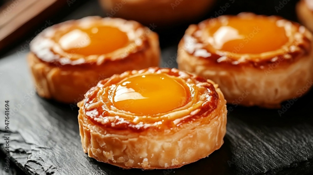 Delicious Baked Egg Yolk Pastry Moon Cake for Mid Autumn Festival on Bright Cement Table Background - Chinese Traditional Food Concept, Close Up with Copy Space Delicious Baked Egg Yolk Pastry Moon Cake for Mid Autumn Festival on Bright Cement Table Background - Chinese Traditional Food Concept, Close Up with Copy Space