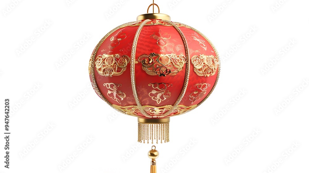 Red Chinese Lantern with Gold Accents Red Chinese Lantern with Gold Accents
